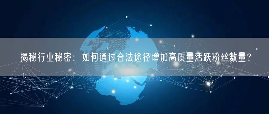 揭秘行业秘密：如何通过合法途径增加高质量活跃粉丝数量？