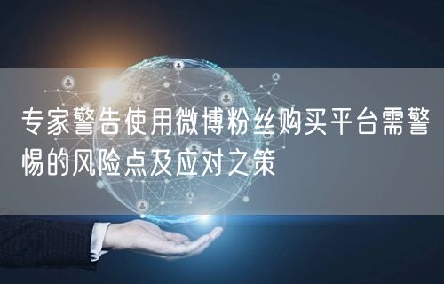 专家警告使用微博粉丝购买平台需警惕的风险点及应对之策