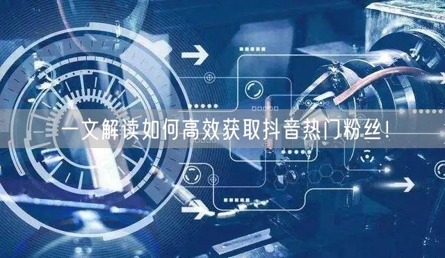 一文解读如何高效获取抖音热门粉丝!