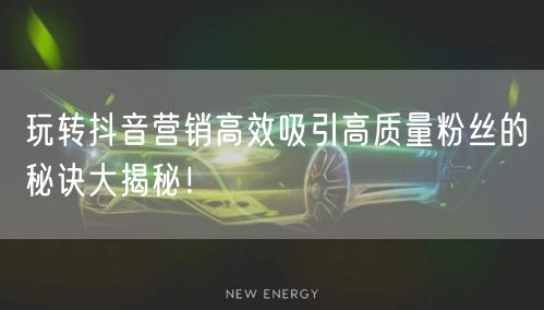 玩转抖音营销高效吸引高质量粉丝的秘诀大揭秘!