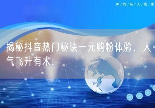 揭秘抖音热门秘诀一元购粉体验,人气飞升有术!