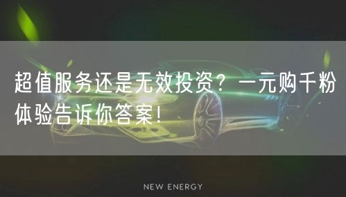 超值服务还是无效投资?一元购千粉体验告诉你答案!