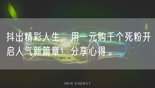 抖出精彩人生,用一元购千个死粉开启人气新篇章!分享心得。