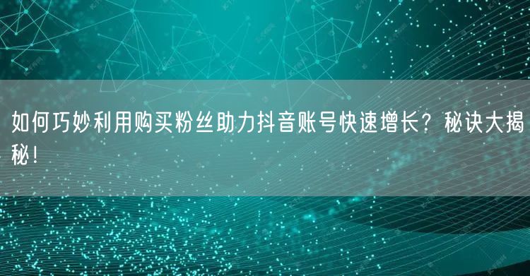如何巧妙利用购买粉丝助力抖音账号快速增长？秘诀大揭秘！
