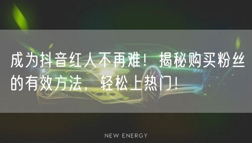 成为抖音红人不再难！揭秘购买粉丝的有效方法，轻松上热门！