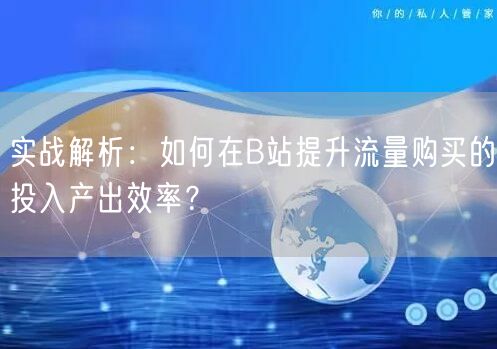实战解析：如何在B站提升流量购买的投入产出效率？