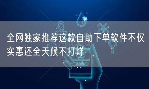 全网独家推荐这款自助下单软件不仅实惠还全天候不打烊