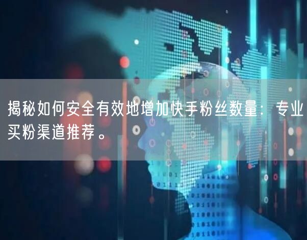 揭秘如何安全有效地增加快手粉丝数量：专业买粉渠道推荐。