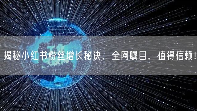 揭秘小红书粉丝增长秘诀，全网瞩目，值得信赖！